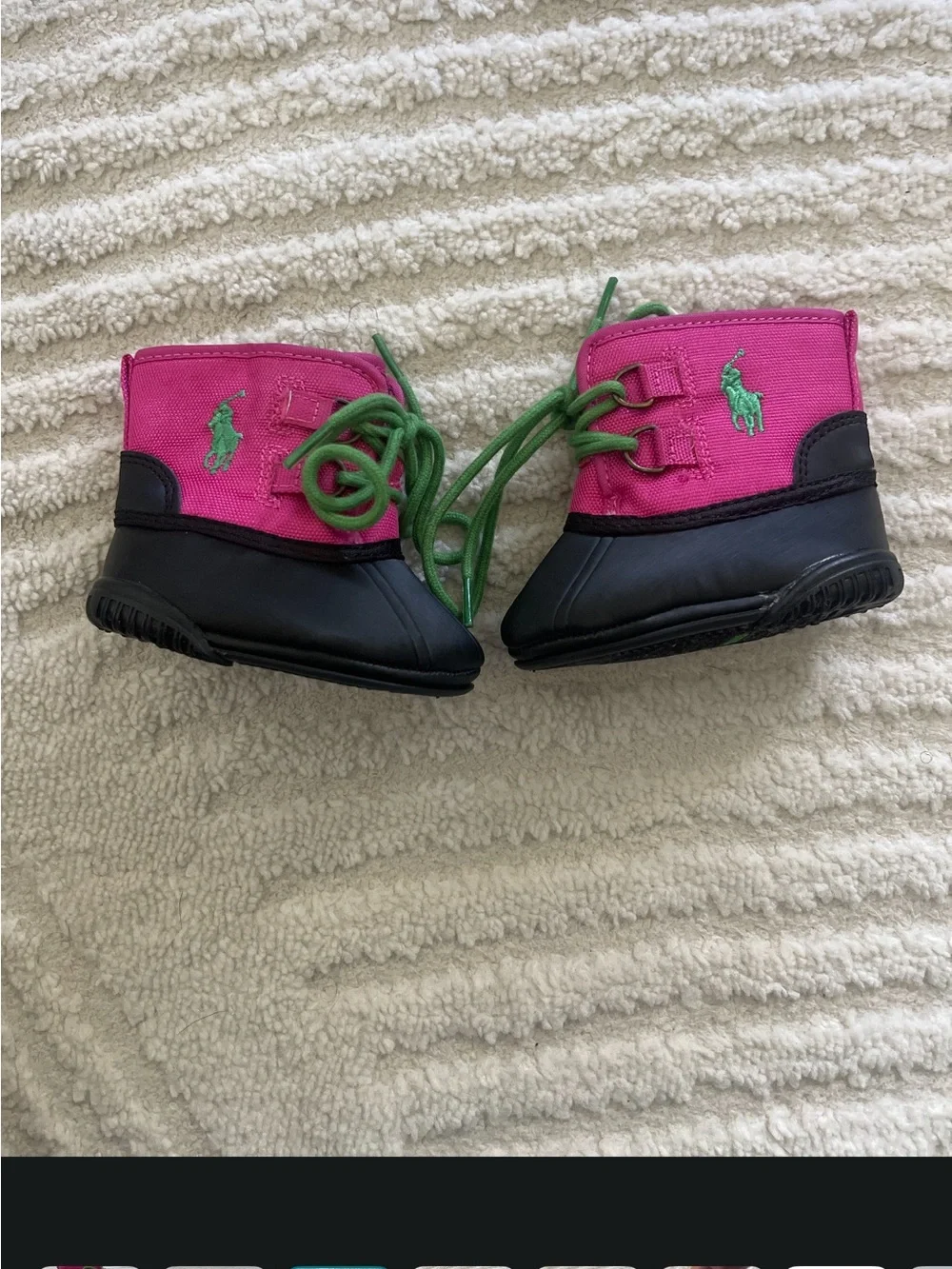 Ralph Lauren Infant Pink and Green Polo Winter Boots